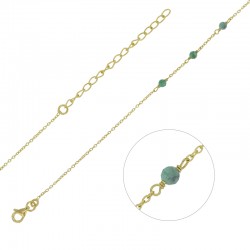  Bracelet agent doré avec 3 pierres rondes en Émeraude