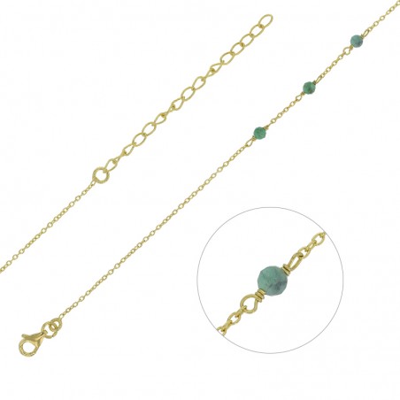  Bracelet agent doré avec 3 pierres rondes en Émeraude