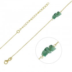 Bracelet argent doré avec 3 pierres brutes Émeraude