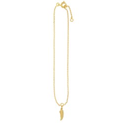 Chaîne cheville plaqué or plume 18 carats