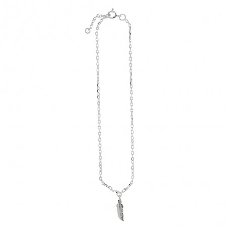 chaîne cheville argent massif rhodié plume