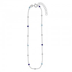 Chaîne de cheville argent boules et perles de verre bleues