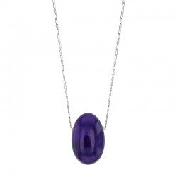 Collier Améthyste chaîne argent massif platiné