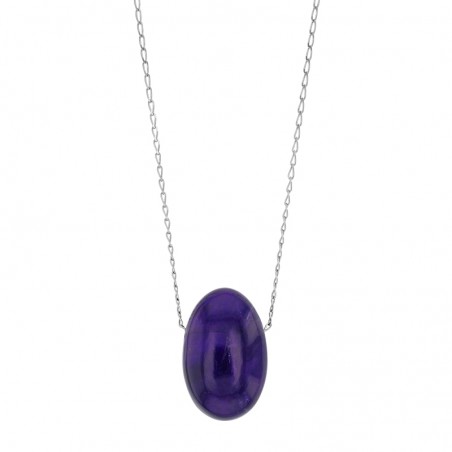 Collier Améthyste chaîne argent massif platiné