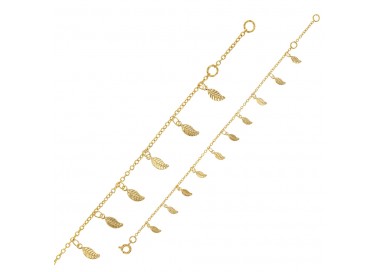 Bracelet Plaqué or pampilles feuilles 