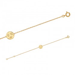 Bracelet Plaqué or avec rond orné de fleurs gravées