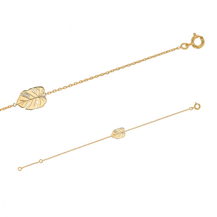 Bracelet feuille jungle Plaqué or Bracelet feuille jungle Plaqué or