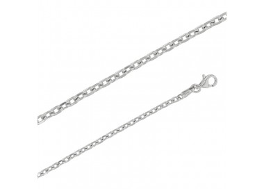 Chaînes argent maille forçat diamantée 2.30 mm de large et 45 cm de long