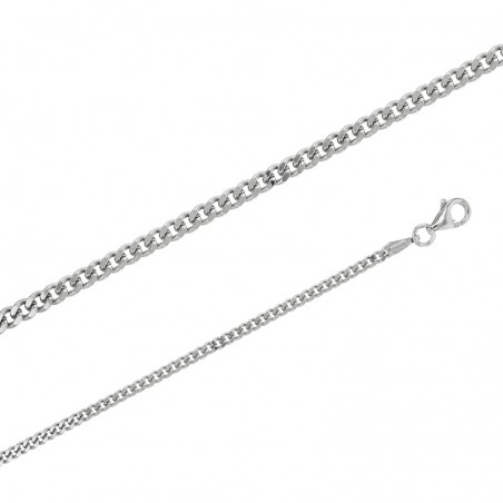 Chaîne maille Gourmette Diamantée 4 faces 50 cm et 2.10 mm de large 