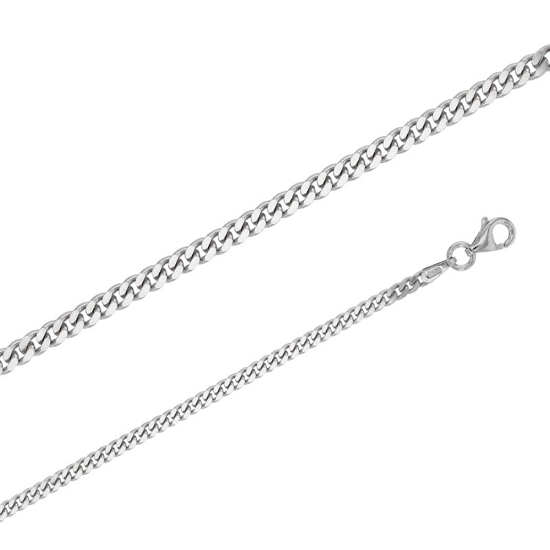 Chaîne maille Gourmette Diamantée argent 60 cm et 2.35 mm de large Chaîne maille Gourmette Diamantée argent 60 cm et 2.35 mm de large