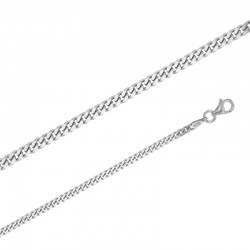Chaîne maille Gourmette Diamantée argent  70 cm et 2.35 mm de large 