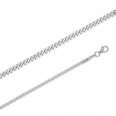 Chaîne maille Gourmette Diamantée argent  70 cm et 2.35 mm de large 
