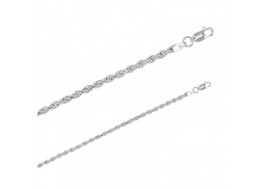 Chaîne argent rhodiée maille corde épaisse de 3.1 mm et de 45 cm de long