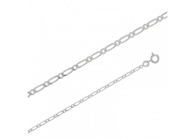 Chaîne maille Figaro simple argent de 2.10 mm de large et 50 cm de long