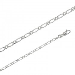 Chaîne maille Figaro simple argent de 2.50 mm de large et 50 cm de long