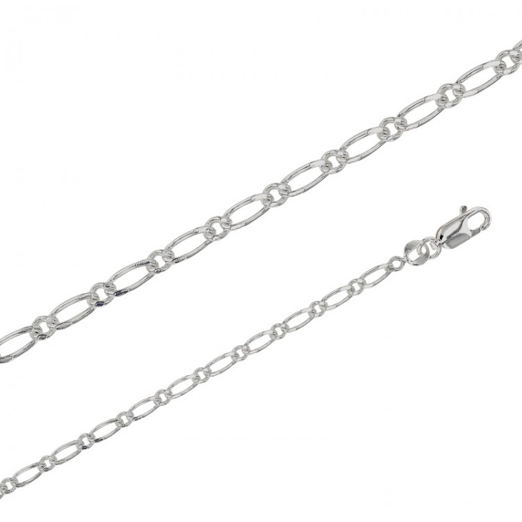 Chaîne maille Figaro simple argent de 2.50 mm de large et 45 cm de long