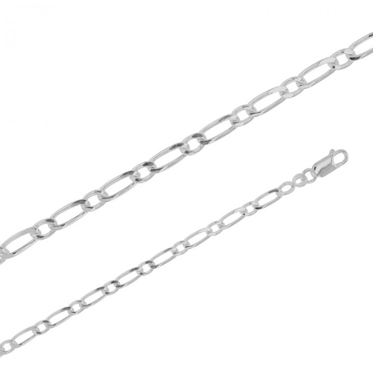 Chaîne maille Figaro simple argent de 3.50 mm de large et 45 cm de long Chaîne maille Figaro simple argent de 3.50 mm de large et 45 cm de long