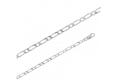 Chaîne maille Figaro simple argent de 3.50 mm de large et 45 cm de long