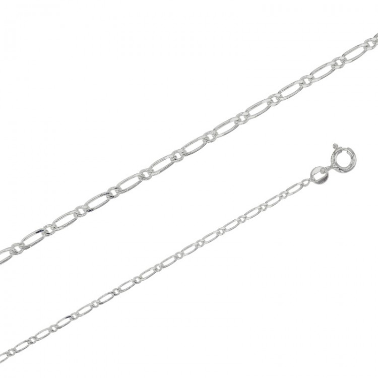 Chaîne maille Figaro triple argent de 1.75 mm de large et 40 cm de long Chaîne maille Figaro triple argent de 1.75 mm de large et 40 cm de long