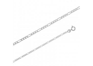 Chaîne maille Figaro triple argent de 2.05 mm de large et 50 cm de long
