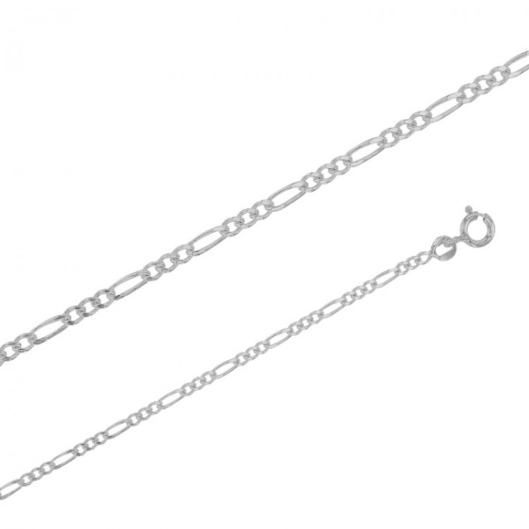 Chaîne maille Figaro triple argent de 2.05 mm de large et 40 cm de long Chaîne maille Figaro triple argent de 2.05 mm de large et 40 cm de long