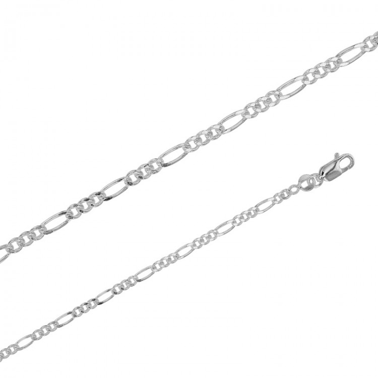 Chaîne maille Figaro triple argent de 2.5 mm de large et 55 cm de long
