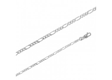 Chaîne maille Figaro triple argent de 2.5 mm de large et 55 cm de long