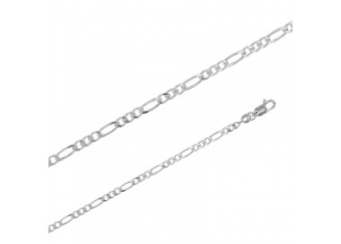 Chaîne maille Figaro triple argent de 2.8 mm de large et 50 cm de long