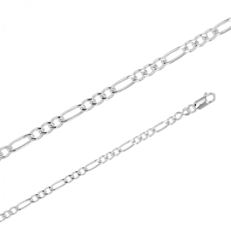Chaîne maille Figaro triple argent de 3.5 mm de large et 50 cm de long Chaîne maille Figaro triple argent de 3.5 mm de large et 50 cm de long