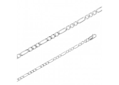 Chaîne maille Figaro triple argent de 3.5 mm de large et 50 cm de long