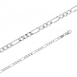 Chaîne maille Figaro triple argent de 4.2 mm de large et 50 cm de long