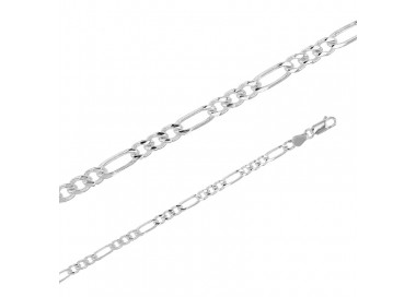 Chaîne maille Figaro triple argent de 4.2 mm de large et 60 cm de long