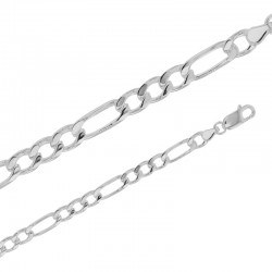 Chaîne maille Figaro triple argent de 5.8 mm de large et 55 cm de long