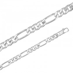Chaîne maille Figaro triple argent de 6.07 mm de large et 55 cm de long