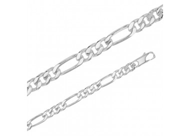 Chaîne maille Figaro triple argent de 6.07 mm de large et 55 cm de long