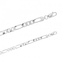 Bracelet homme maille figaro alternée 1 x 3 en argent rhodié