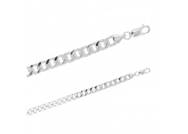 Bracelet homme maille gourmette carrée en argent massif rhodié