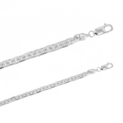 Bracelet argent rhodié homme maille forçat diamantée plate