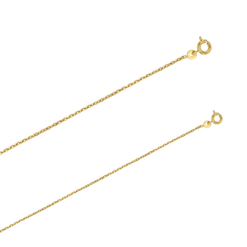 Chaîne plaqué or maille forçat diamantée 1.6 mm de large et 50 cm de long
