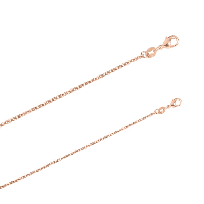 Chaîne plaqué or rose maille forçat diamantée 1.35 mm de large et 45 cm de long Chaîne plaqué or rose maille forçat diamantée 1.35 mm de large et 45 cm de long