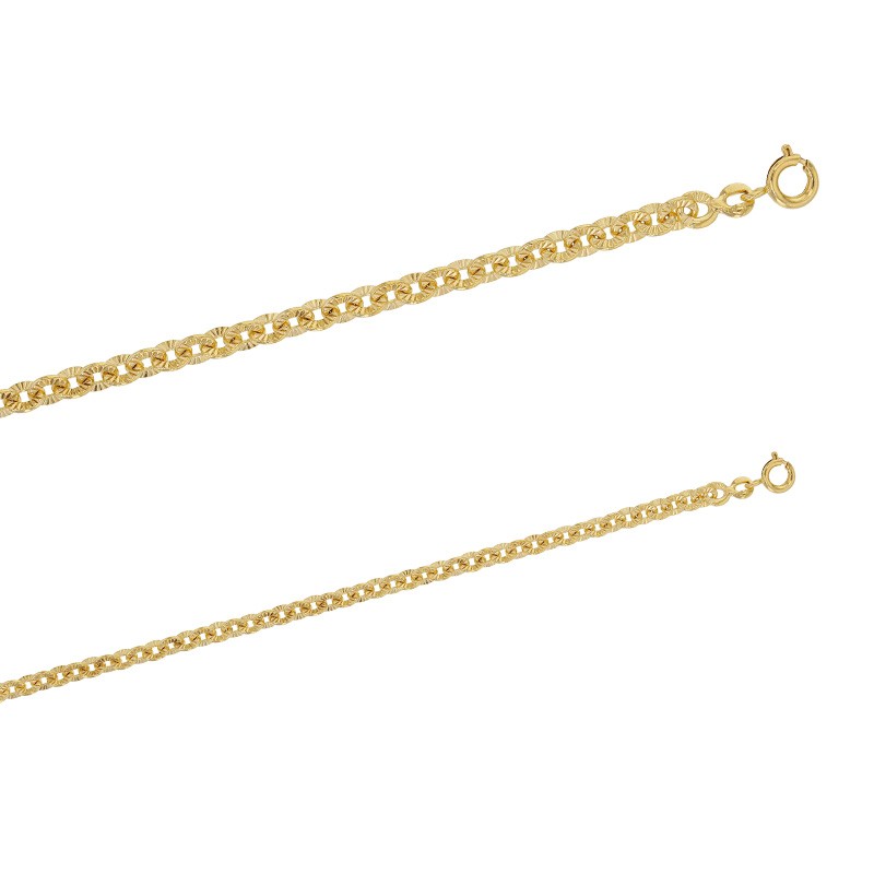Chaîne plaqué or maille forçat soleil 7 mm de large et 45 cm de long Chaîne plaqué or maille forçat soleil 7 mm de large et 45 cm de long