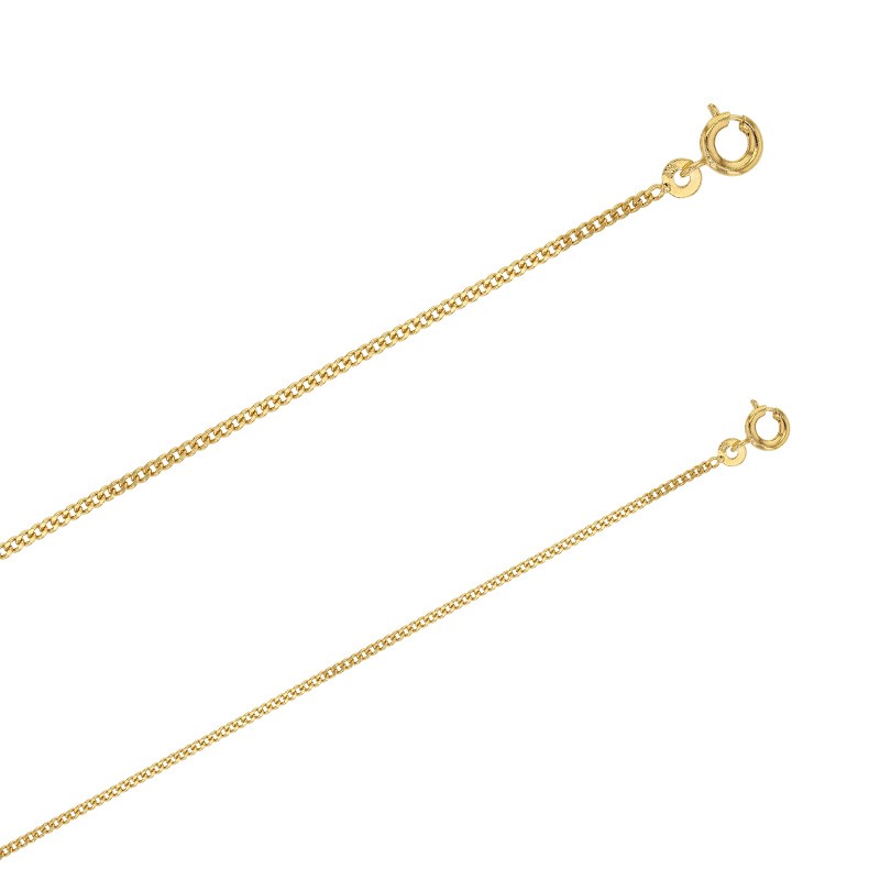 Chaîne plaqué or 18 carats maille gourmette diamantée 1.5 mm de large et 42 cm de long