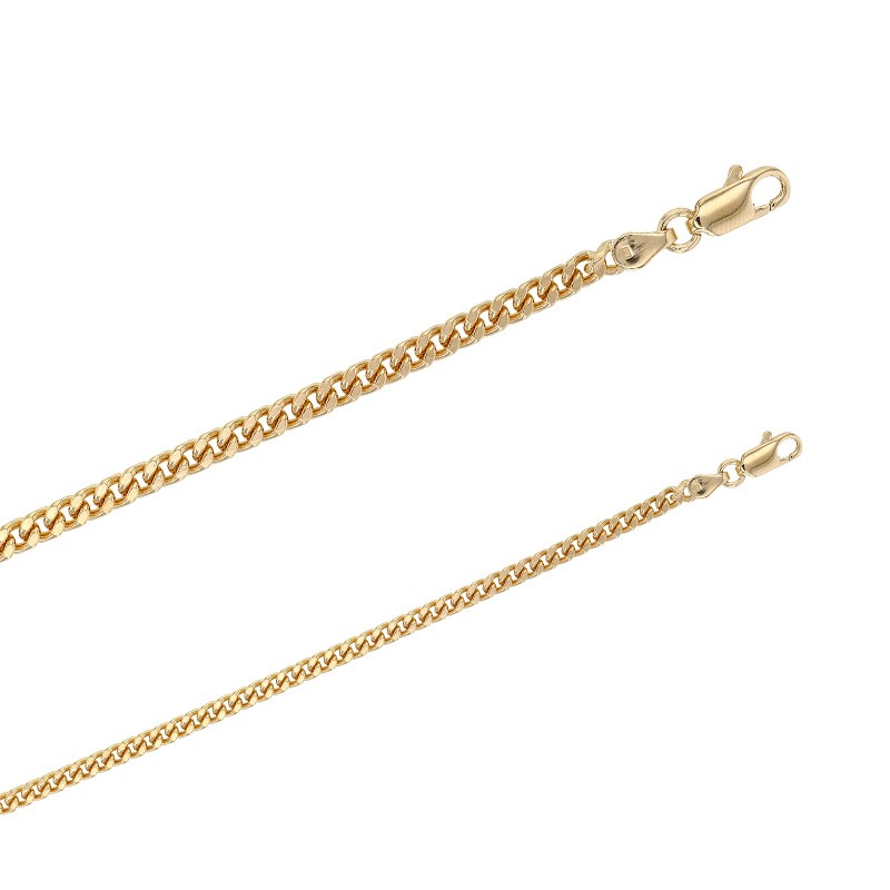 Chaîne plaqué or 18 carats maille gourmette diamantée 3.45 mm de large et 55 cm de long Chaîne plaqué or 18 carats maille gourmette diamantée 3.45 mm de large et 55 cm de long