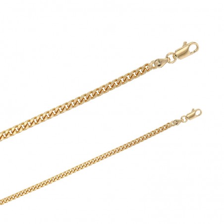 Chaîne plaqué or 18 carats maille gourmette diamantée 3.45 mm de large et 55 cm de long