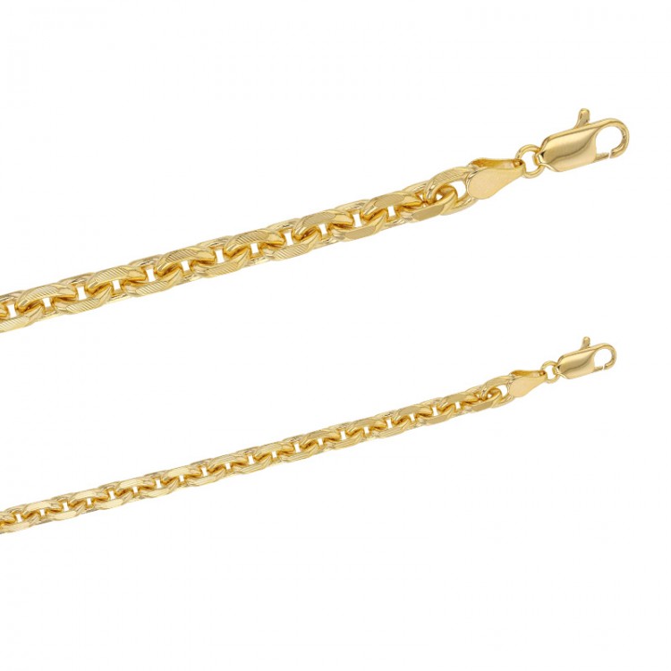 Bracelet plaqué or maille forçat limée 7 mm de large