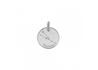 Pendentif argent platiné zodiaque constellations Taureau