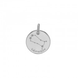Pendentif argent platiné zodiaque constellations Gémeaux