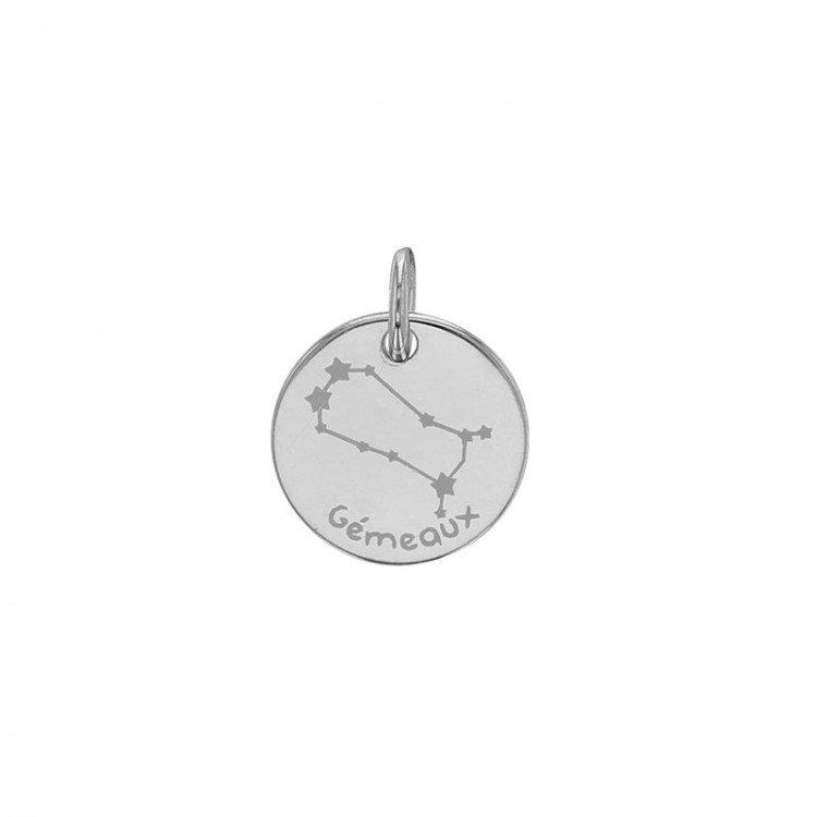 Pendentif argent platiné zodiaque constellations Gémeaux