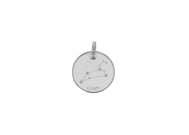 Pendentif argent platiné zodiaque constellations Lion