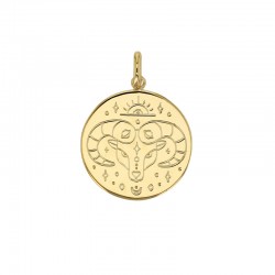 Médaille plaqué or signe astrologique gravé Bélier